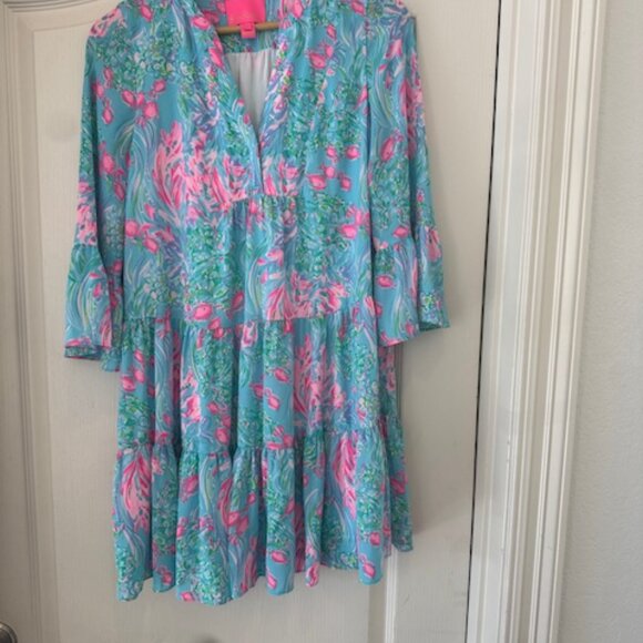 Lilly Pulitzer Gabriel Dress, Amalfi Blue Best Fishes, Size 00 - Picture 10 of 12